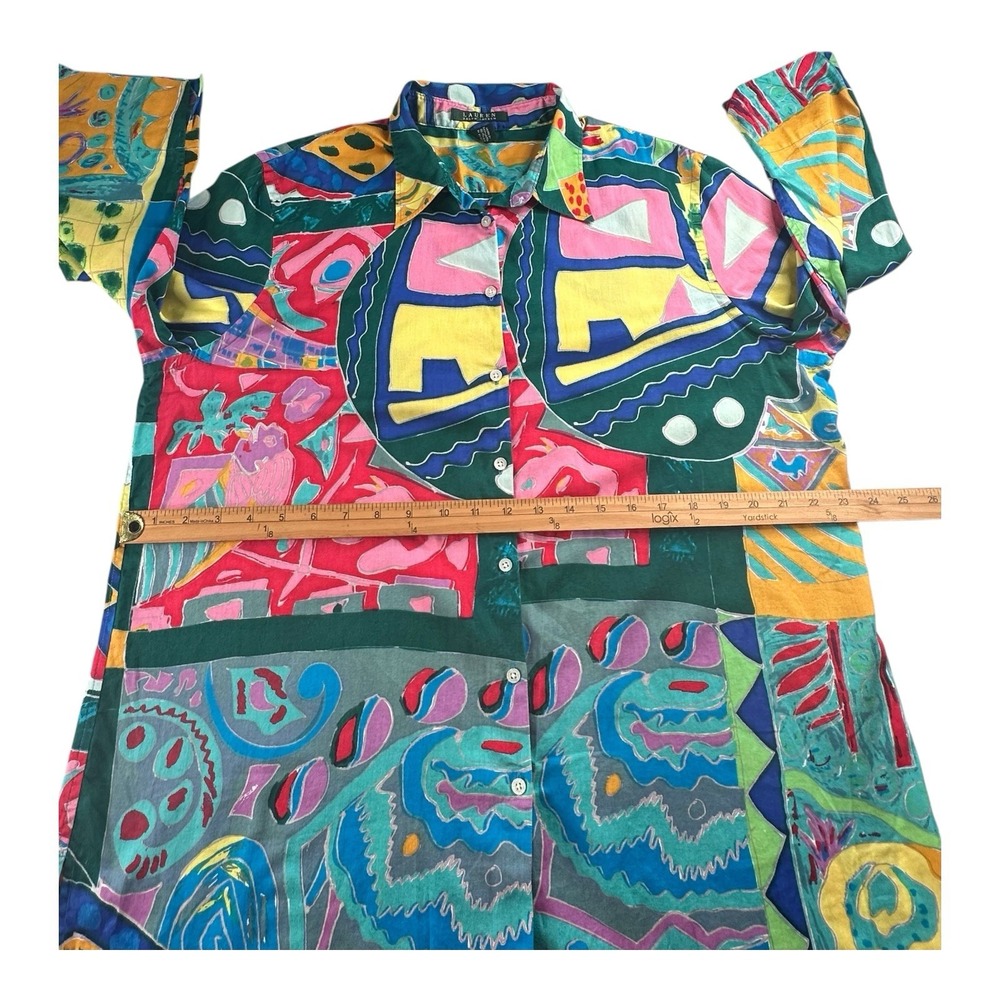 Lauren RALPH LAUREN Tunic Shirt Colorful Geometric 3/4 Sleeve Women's Size XL‎ - Picture 10 of 14